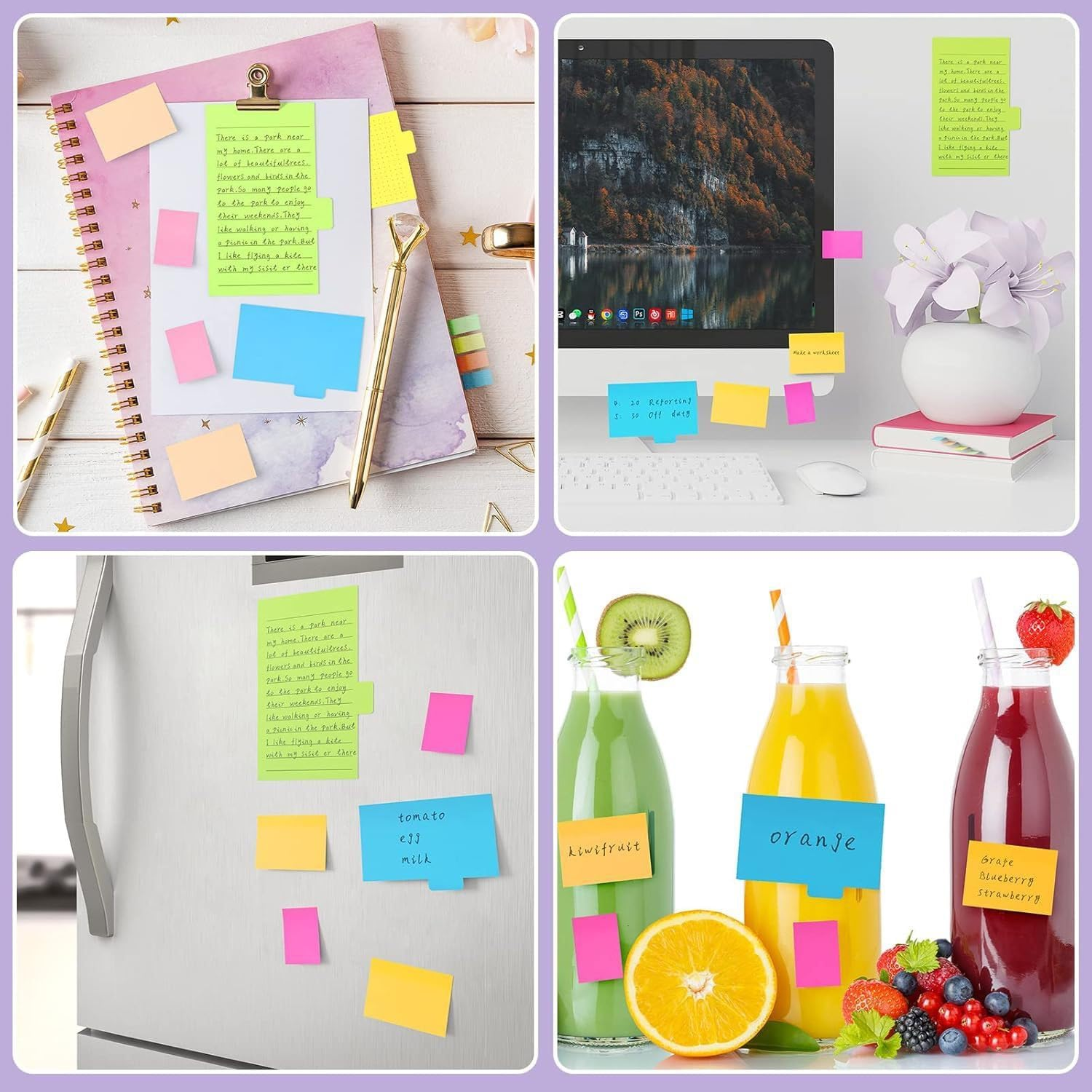 HENWUBEI 410-Sheet Sticky Note Set with 6 Sizes & Colors, Reusable Self-Adhesive Planner Sticky Notes for Students, Teachers, Office,Divider Tabs - Portable Leather Organizer image number 5