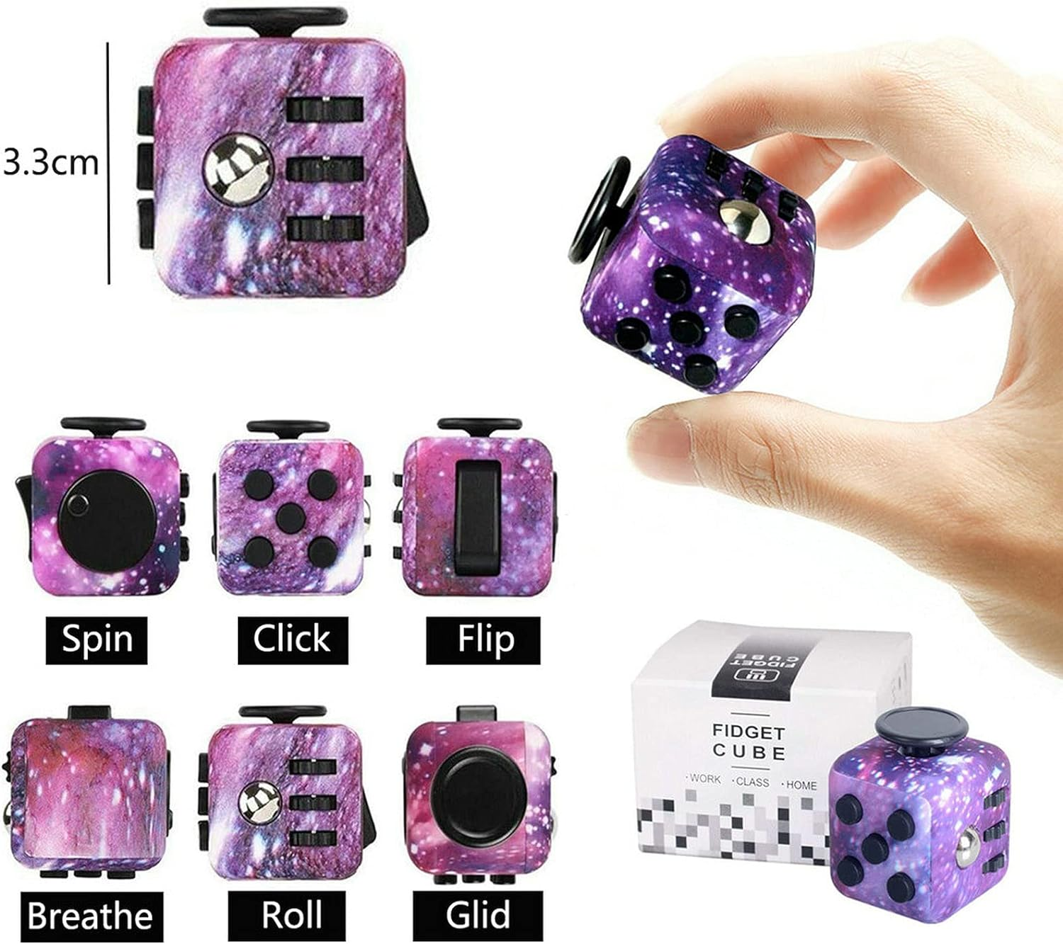 Fidget Toy Pack, Fidget Dice Infinity Speed Cube Spiky Sensory Ring Pop Keychain Finger Spinner Skateboard Toys Finger Toy Party Favors