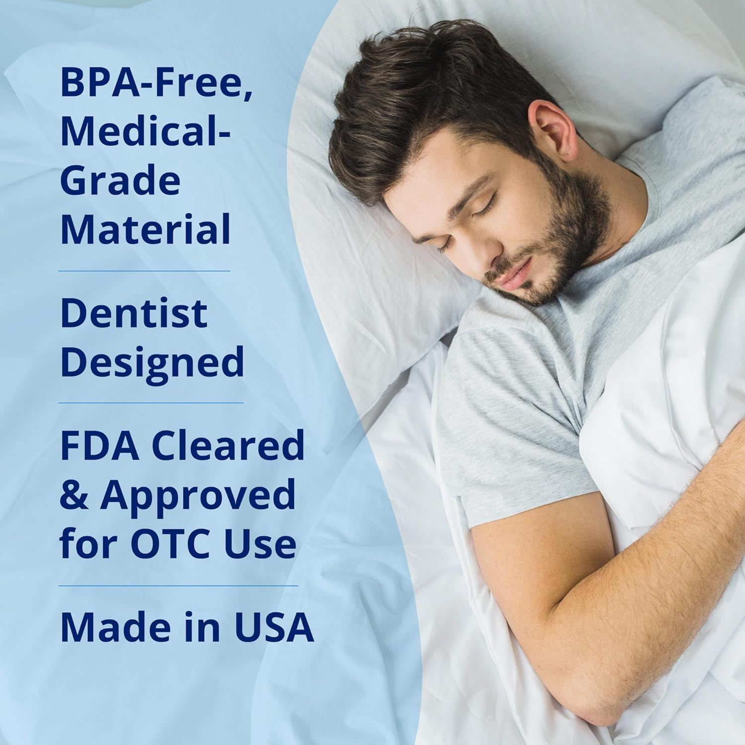 Anti-Snoring Mouthpiece, Comfort Size #1, Single Refill, Blue, Made in USA, Bpa-Free, Medical-Grade Material (Blue) image number 2