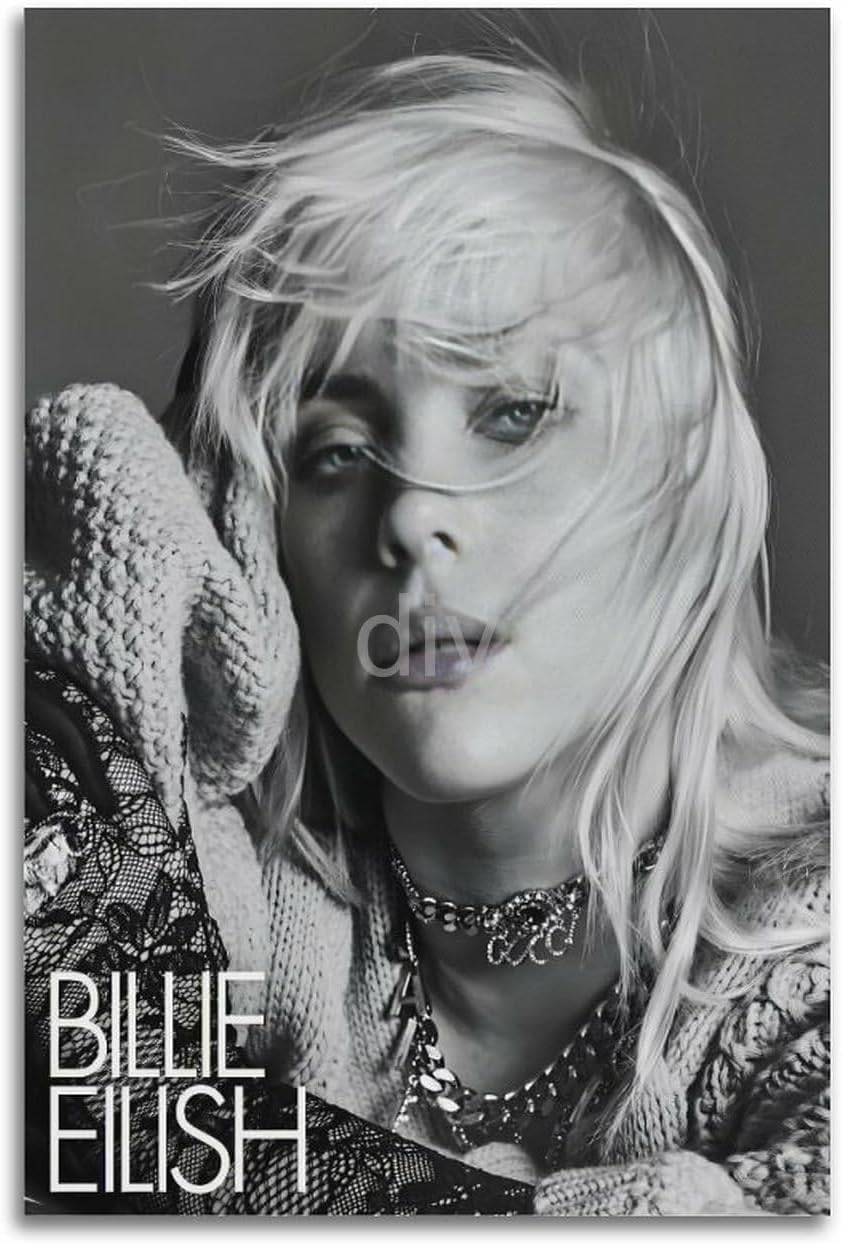 Billie Eilish Canvas Poster Painting Wall Art Picture Home Decor Print for Bedroom Living Room Dorm Study Bar Office 16X24Inch(40X60Cm) Unframe-Style