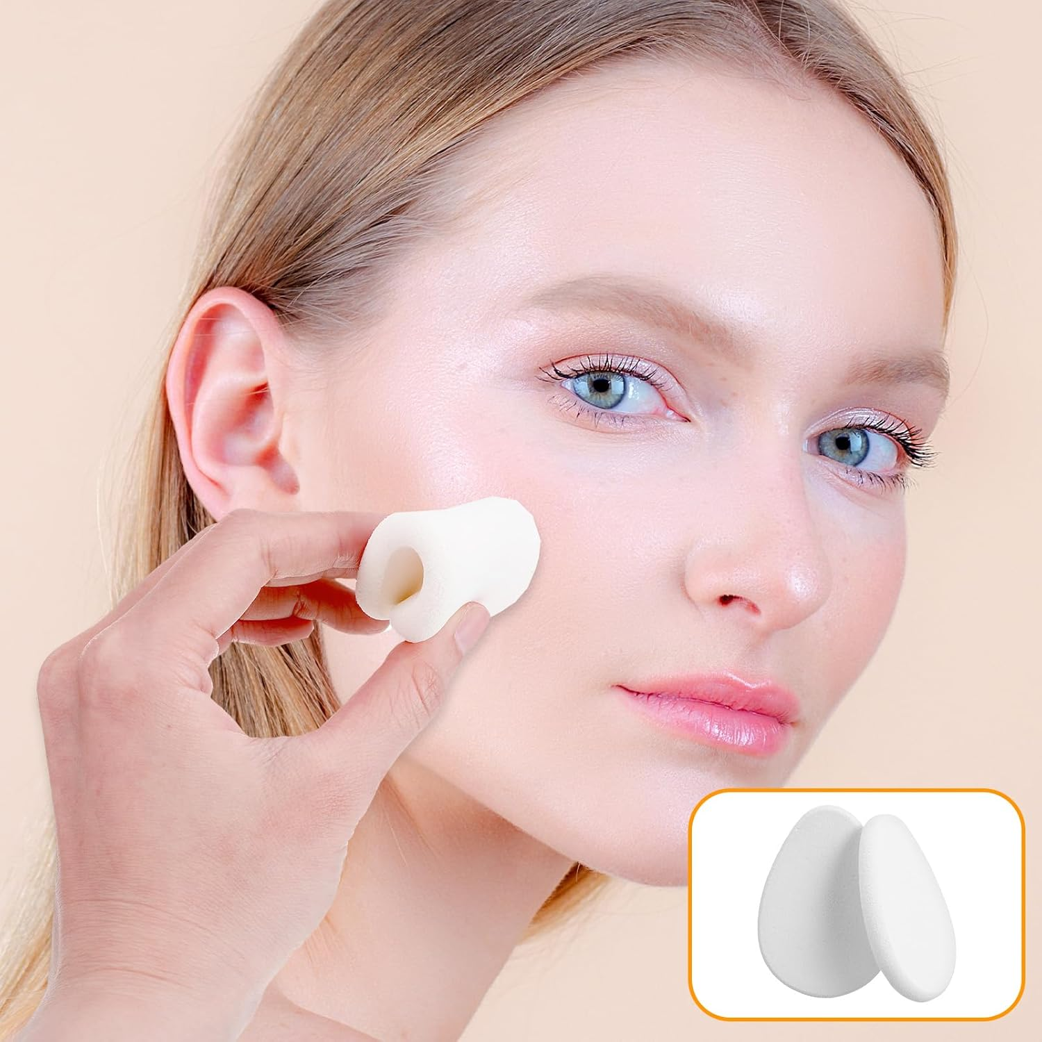 10Pcs Beauty Blender Sponge,Beige Smooth Makeup Sponge,Natural and Easy Soft Long-Lasting and Beginner-Friendly,Powder Sponges Foundation Powders Blender for Liquid Foundation, Wet and Dry Dual Use image number 2