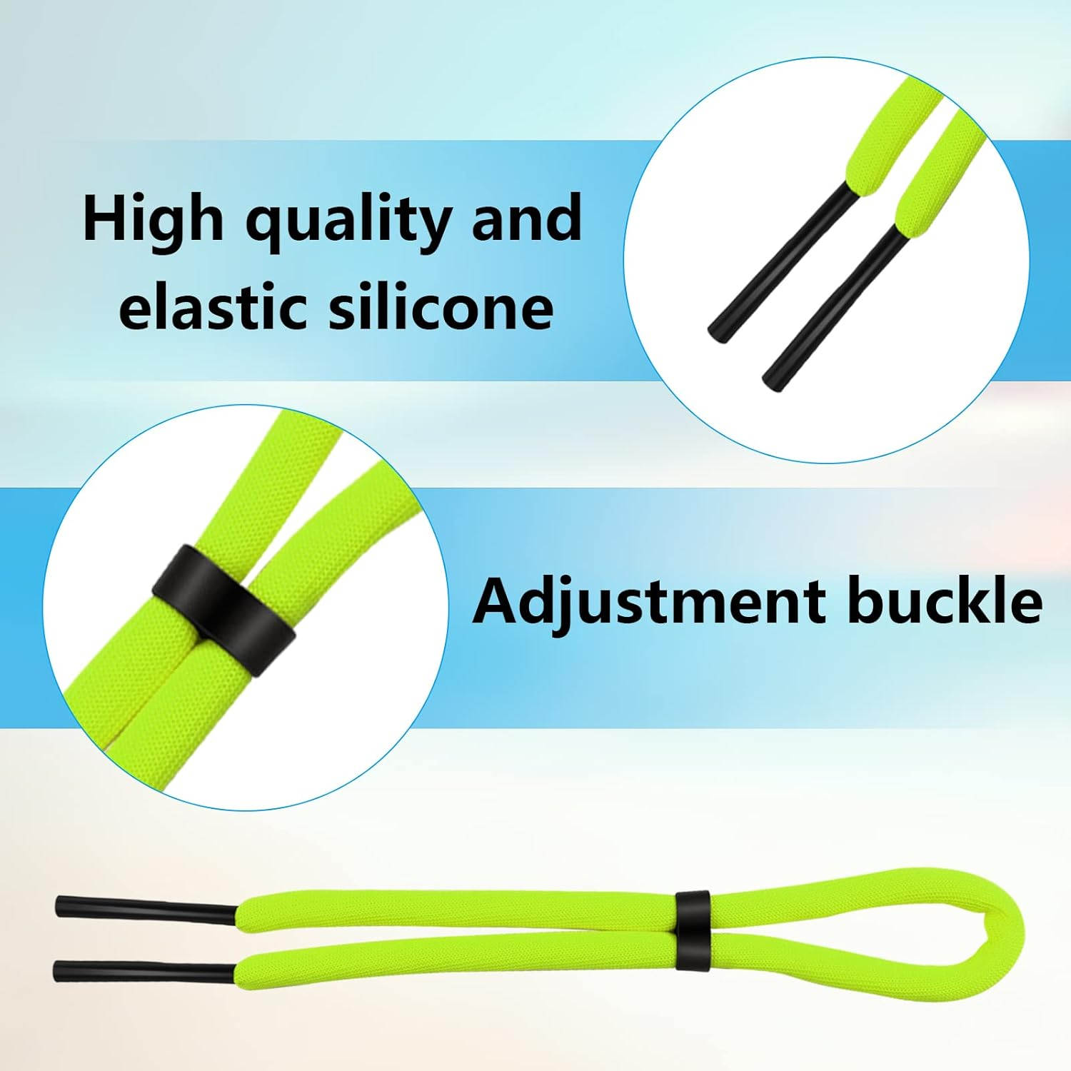 KINBOM 4 Pieces 26" Sunglasses Strap, Adjustable Anti-Loss Glasses Strap for Water Sports Boating Kayak Surfing Men Women, Multicolour, M image number 1