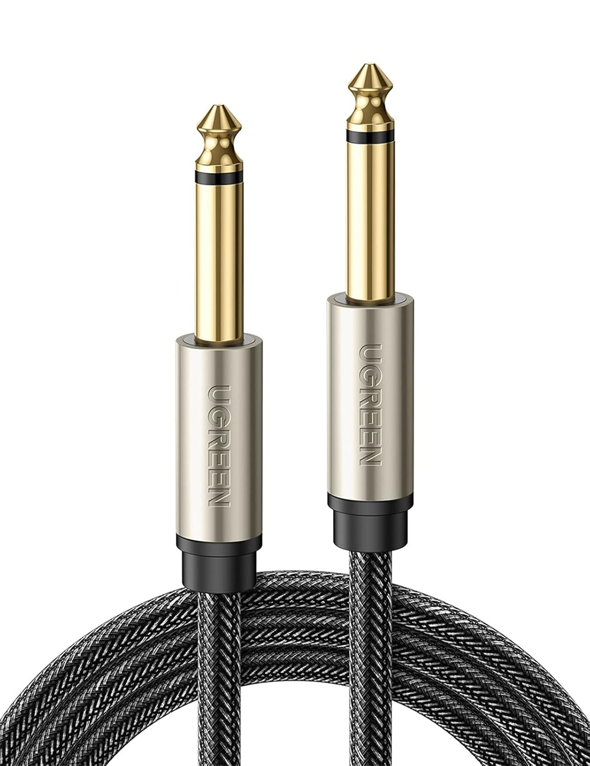 UGREEN 1/4 Inch Guitar Cable Instrument Cable 6.35Mm Mono Jack TS Unbalanced Patch Speaker Cord Braided Straight Male Amp Cord Zinc Alloy Casing Compatible with Electric Guitar Bass Keyboard, 3M image number 2