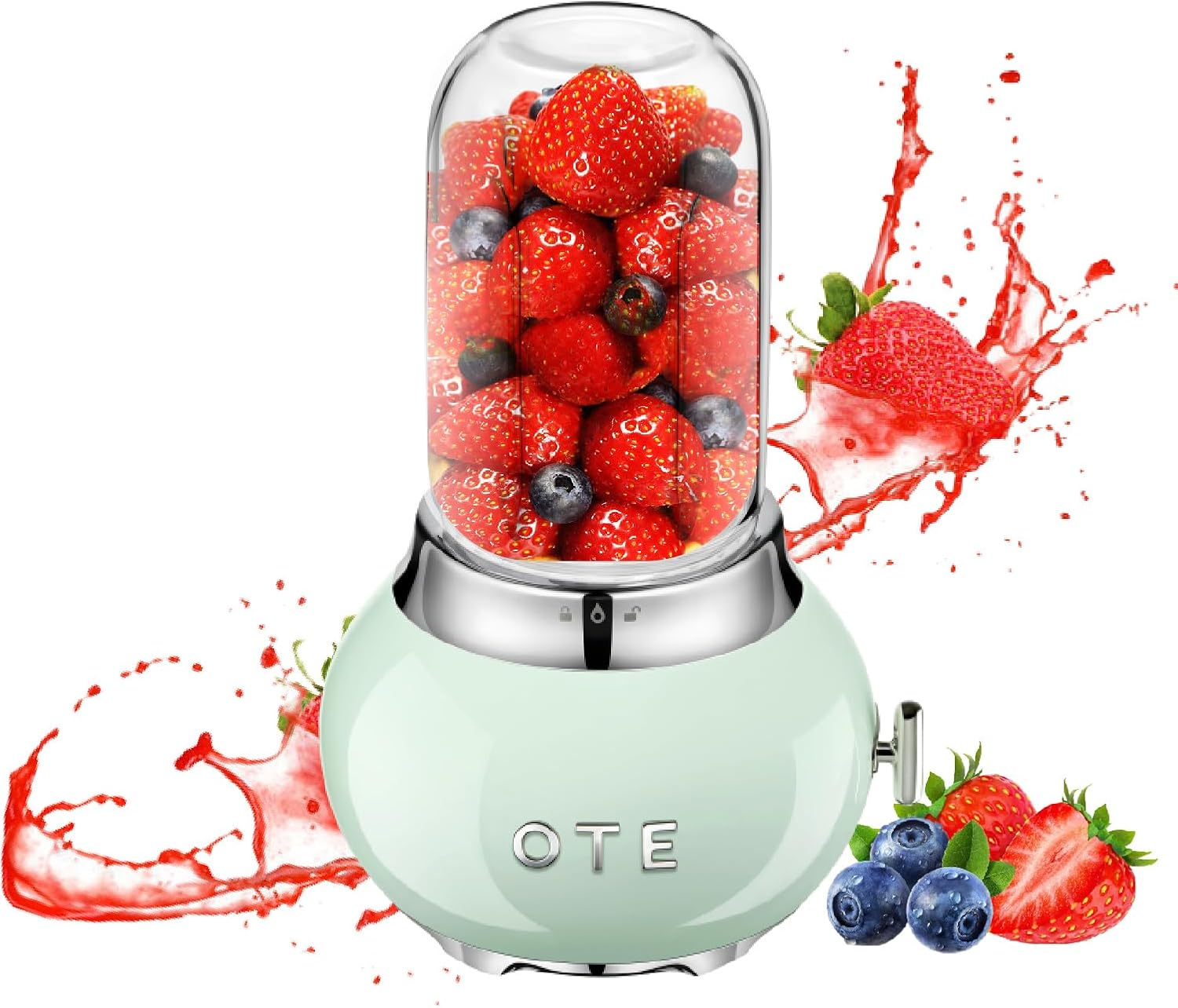 OTE Smoothie Blender, Retro Kitchen Small Glass Blender for Shakes and Smoothie with 400Ml Glass Container to Go (Beige)