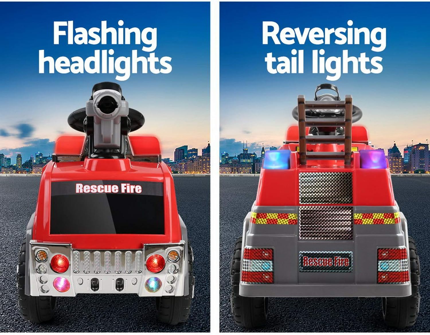 Rigo Kids Ride on Car Firetruck, Bubble Guns Flashing Lights with Music 6V Battery 20Kg Capacity Electric Cars for Toddlers Baby Walkers Little Tikes Rides Kid Toy Red image number 1