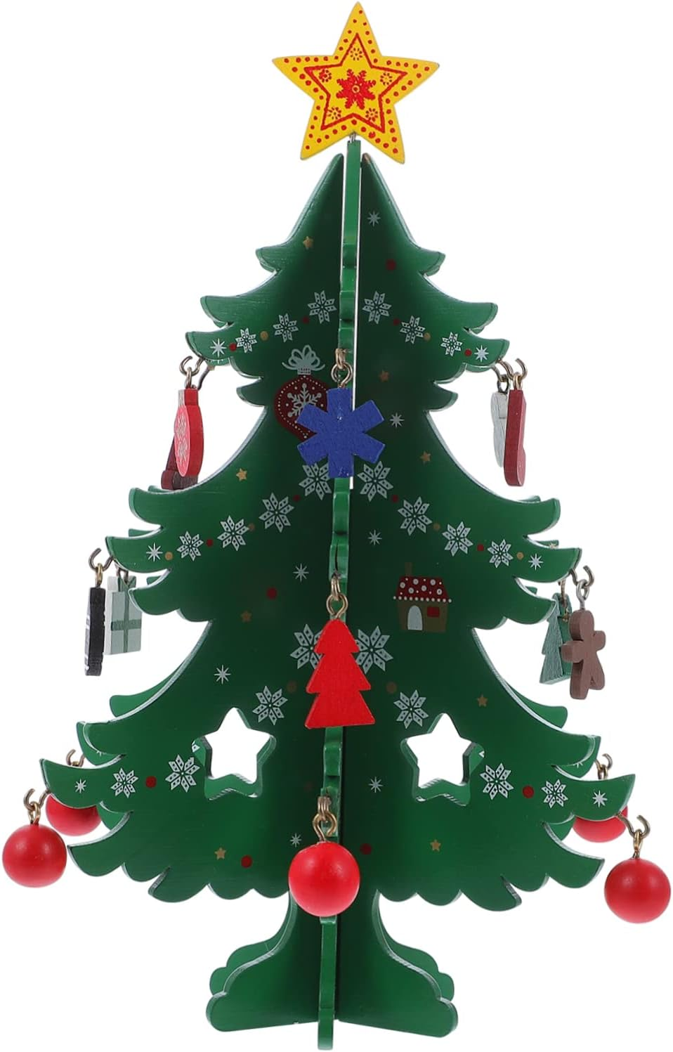 GARVALON Decorative Mini Xmas Tree Model Wooden Christmas Tree Ornament for Holiday Home for Bedrooms and Christmas Displays image number 6