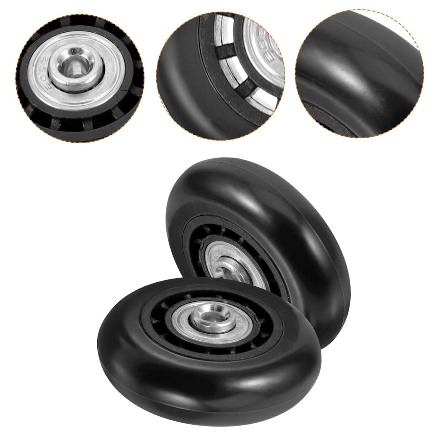 Anneome 2Pcs Luggage Replacement Wheels with Metal Bearing 60X23Mm Swivel Caster Wheels for Suitcase Repair and Travel Trolley Bags image number 4