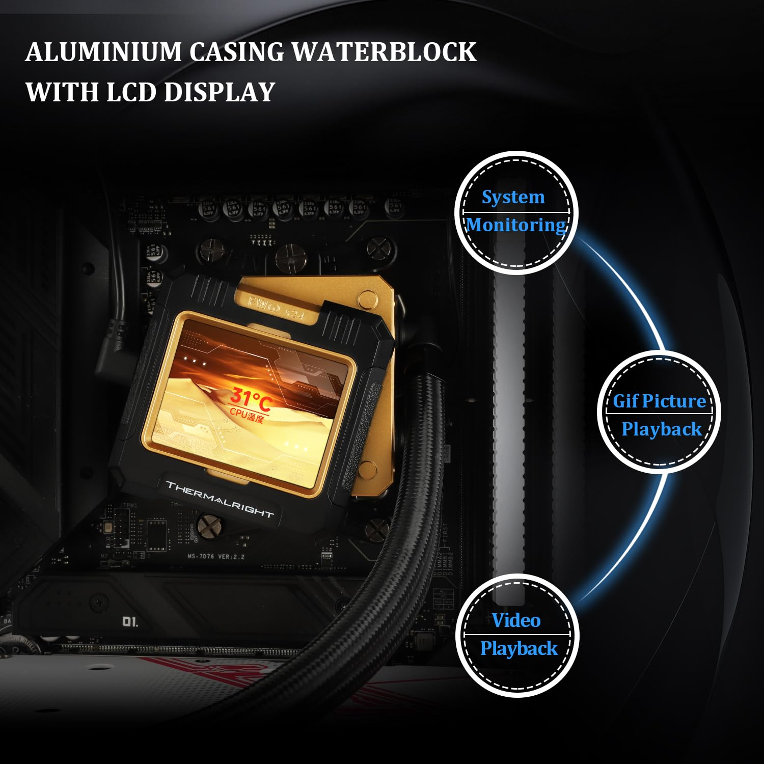 Thermalright FW240 Black Argb-240Mm AIO CPU Liquid Cooler,Ips LCD Screen with 320*240 Resolution,For Am4/Am5/Intel LGA1700/1851,&lsquo;2.4 Inch&rsquo;Magnet-Absorbent LCD Screen for Images -Black,Cpu Water Cooler image number 6