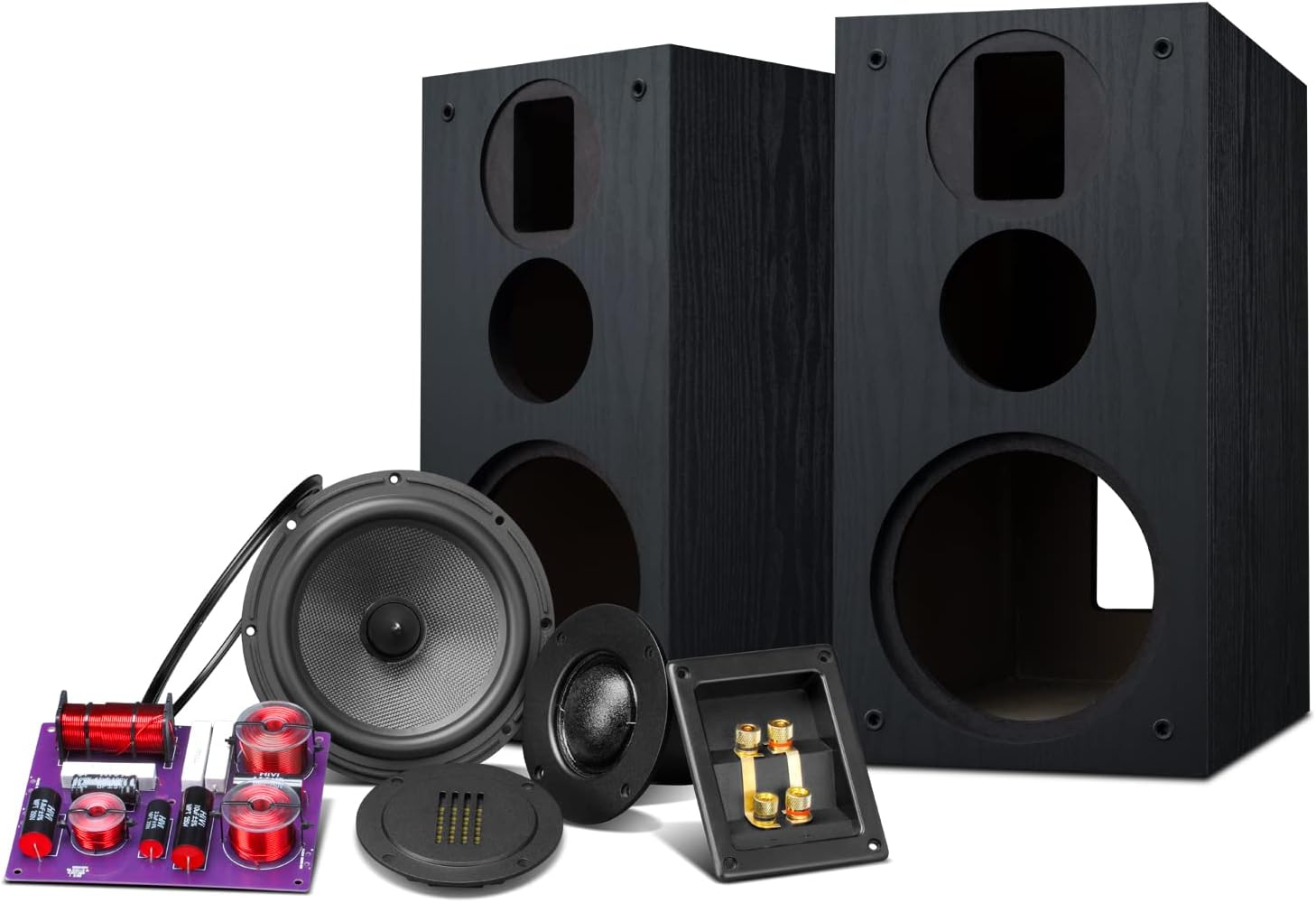 Hivi-Swans DIY 3.1A - 3.1 Passive Bookshelf Speakers - Near-Field Speakers - DIY Speaker Kit - Pair - Black image number 5