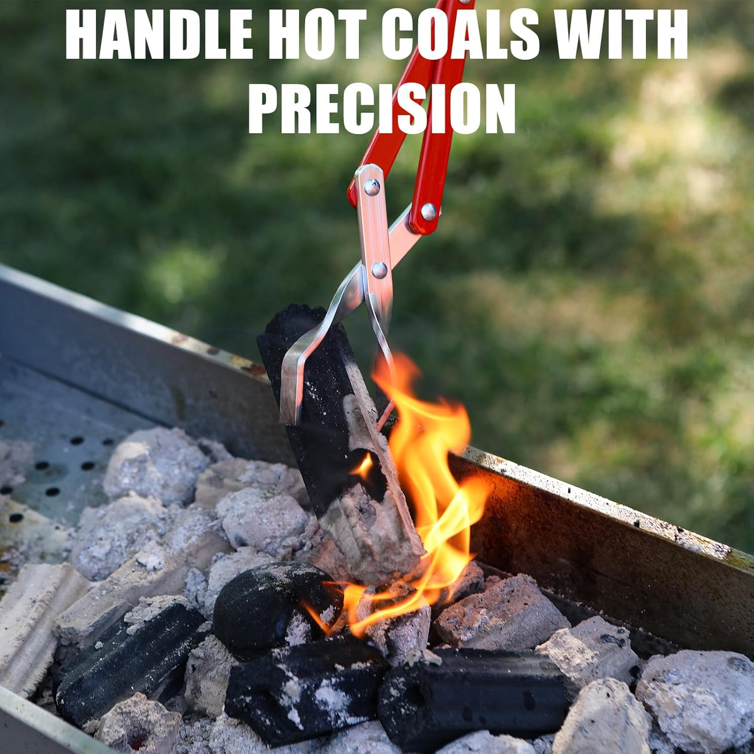 Willbbq Aluminium Charcoal Tongs &ndash; Heat-Resistant BBQ Grill Tool, Lightweight & Durable, for High-Temperature Grilling, Outdoor & Kitchen Use image number 2