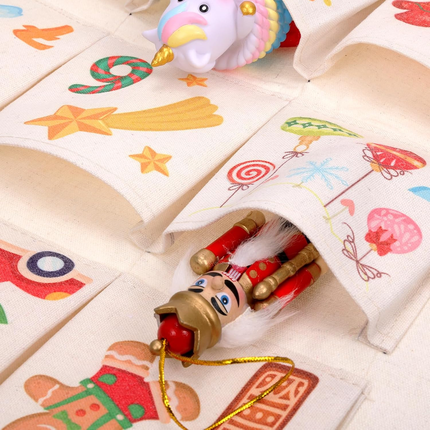 HOWAF Fabric Christmas Advent Calendar (Countdown to Christmas), 24 Days Mystery Christmas Countdown Calendar with 24 Pockets for Xmas Holiday Home Wall Decoration image number 5