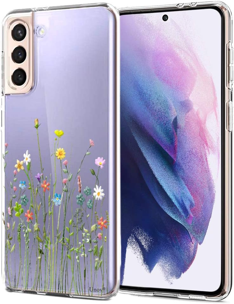 Unov Case Compatible with Galaxy S21 Case Clear with Design Soft TPU Shock Absorption Slim Embossed Pattern Protective Back Cover (Zodiac Galaxy)