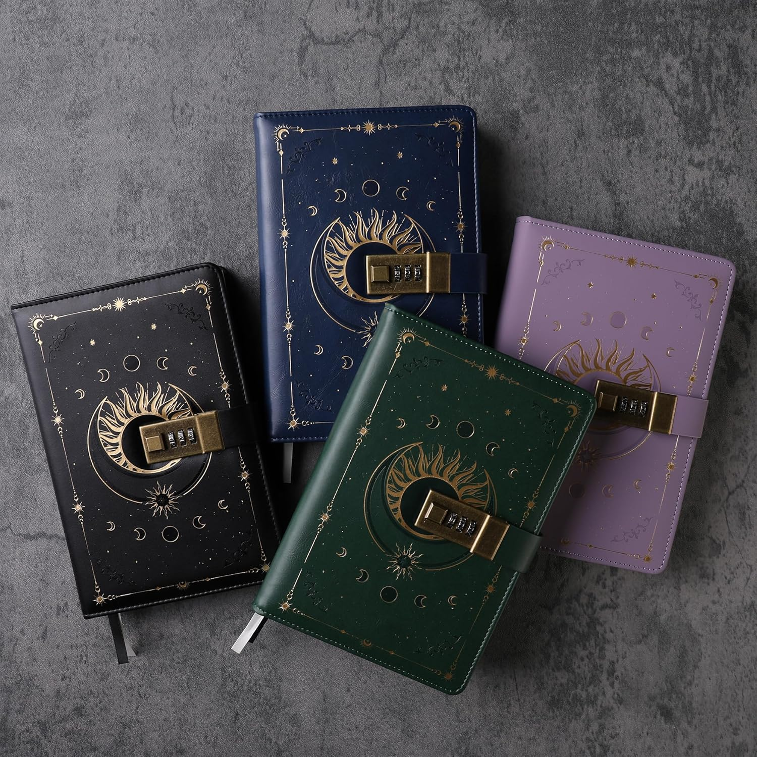 TIEFOSSI Diary with Lock, Vintage Sun Journal with Lock for Women Men, A5 Refillable Notebook with Lock for Writing, 224 Numbered Pages image number 4