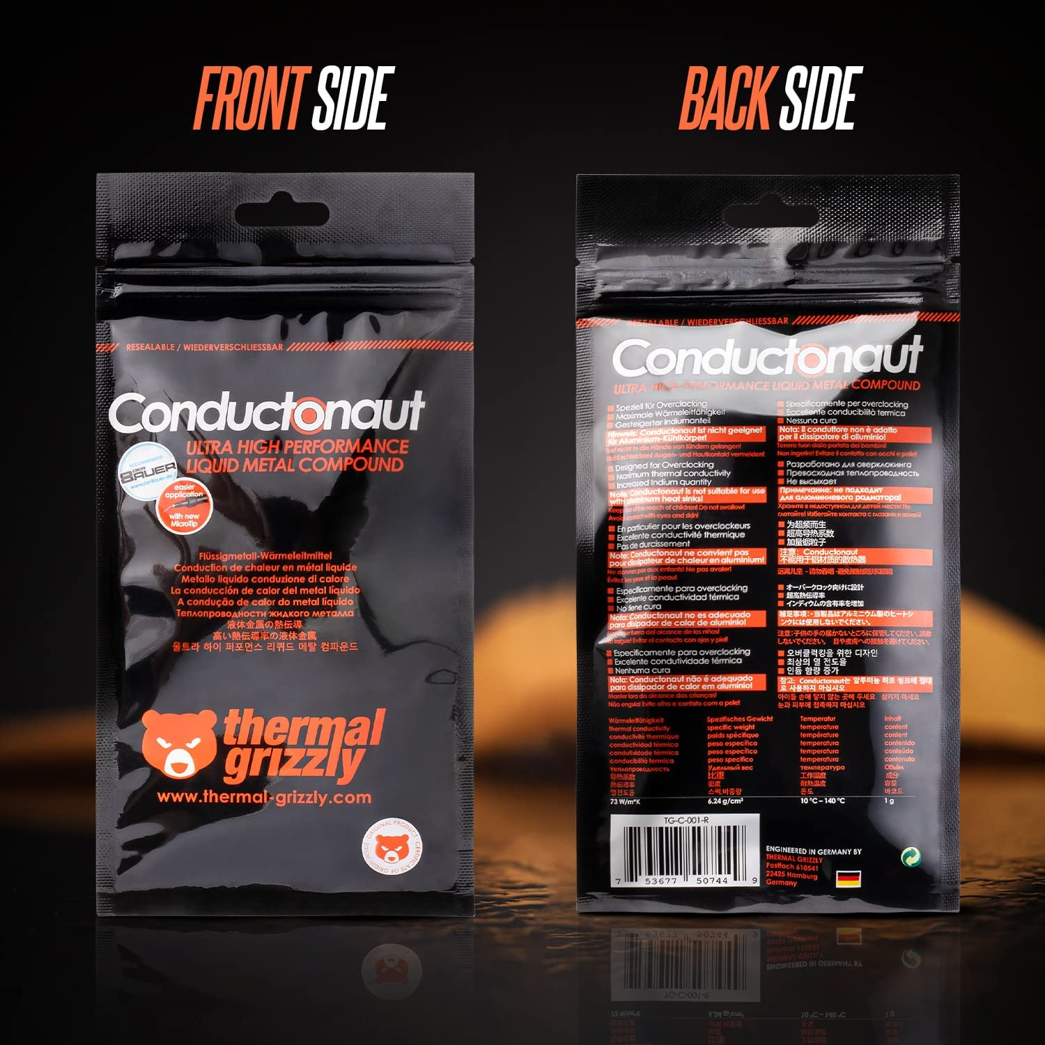 Thermal Grizzly Conductonaut Thermal Grease - 1 Gram Set + 3 Applicator + Spatulas & Pads - Liquid Metal Thermal Paste for Cooling the CPU, GPU Value Pack