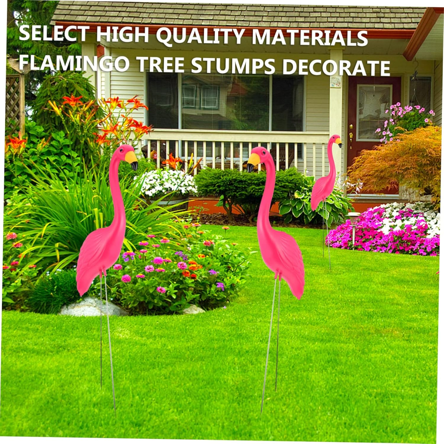 NULYLU 2Pcs Vivid Flamingo Garden Stake Decor Lifelike Flamingo Sculpture Lawn Insert Pink Decoration for Outdoor Spaces for Patios and Gardens image number 1