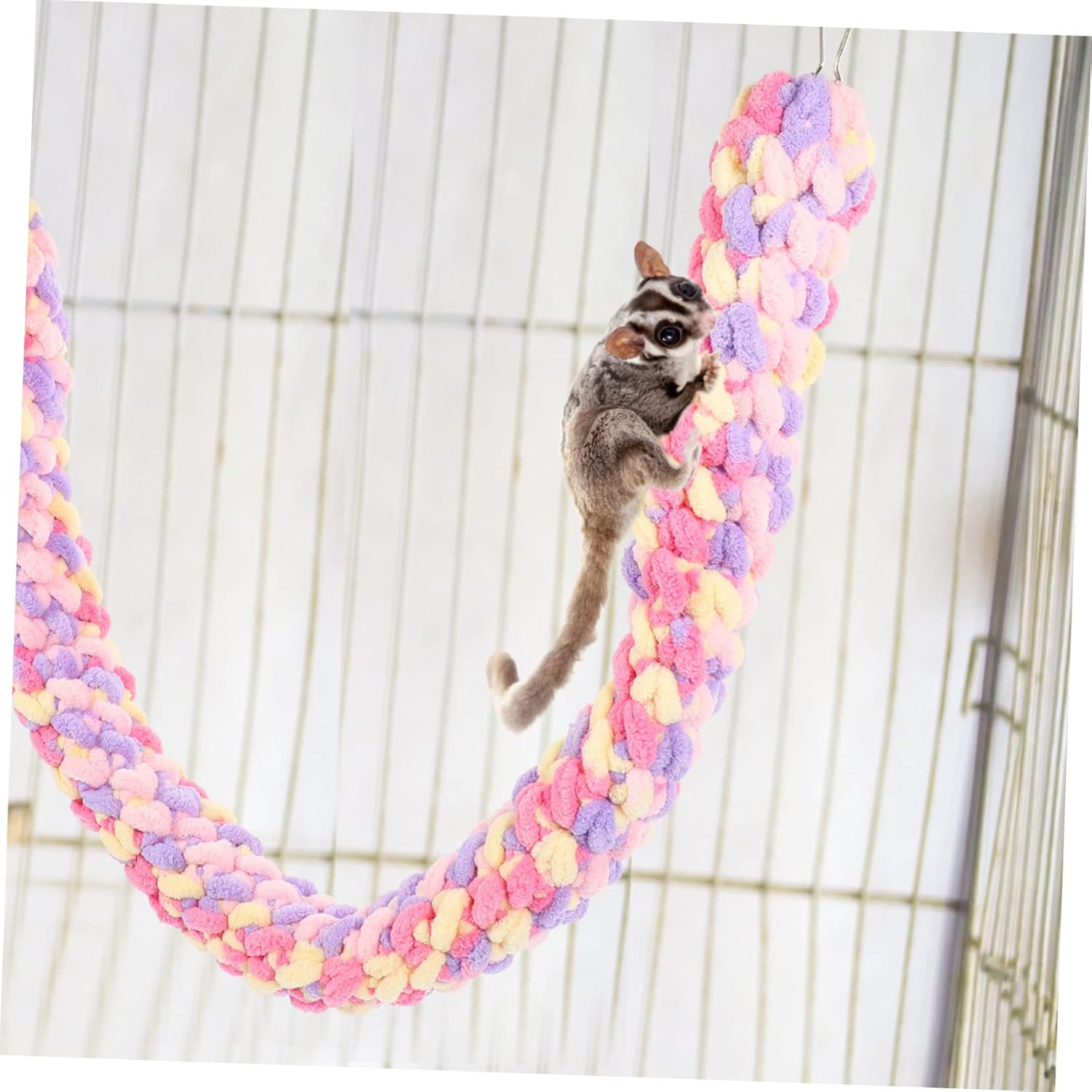 Climbing Hamster Toy and Hanging Rat Accessory, Wear-Resistant Woven Rope with Colorful Design for Sugar Gliders, Guinea Pigs, and Small Pets in Cage Play and Chewing Activities image number 5