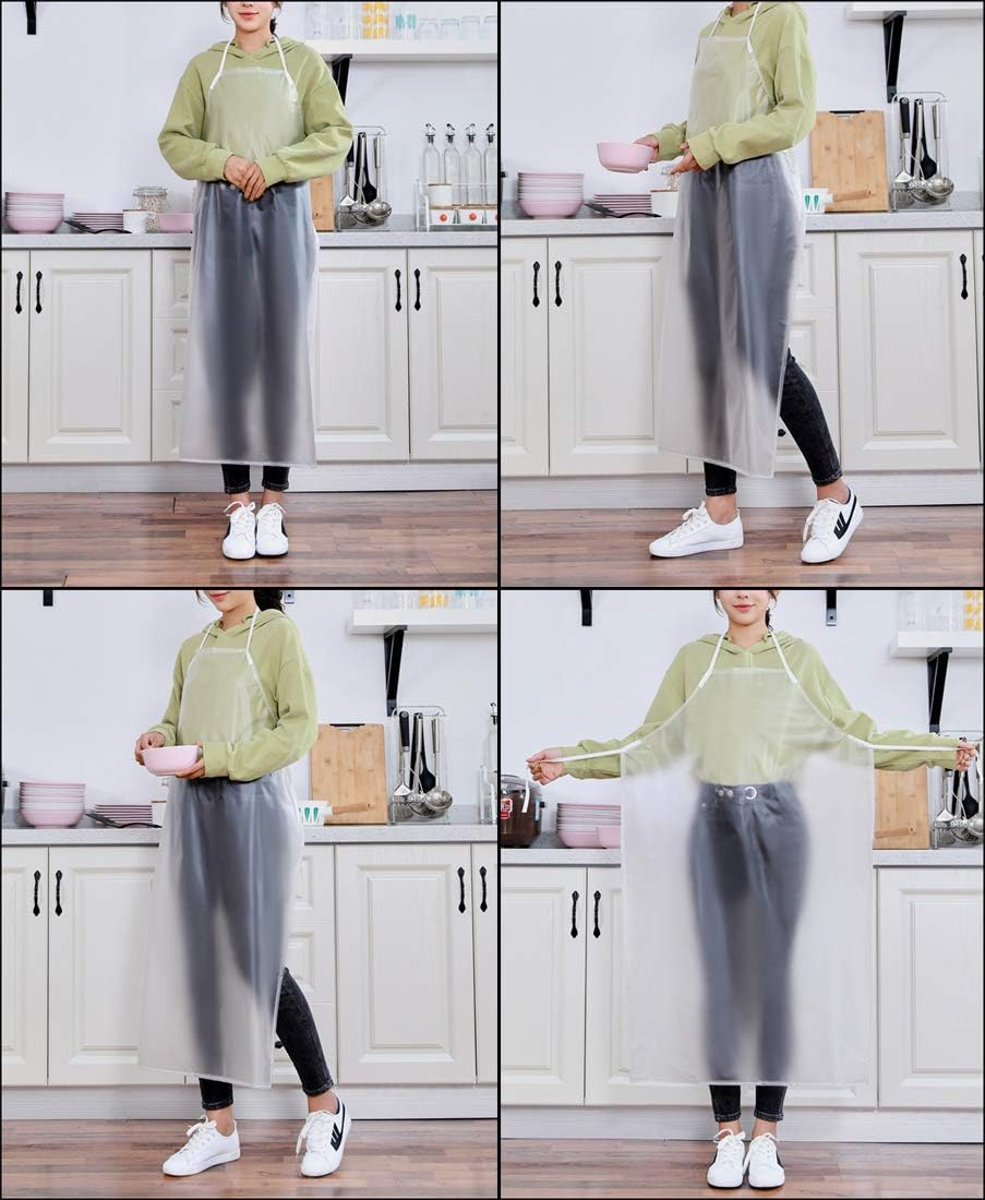 Waterproof Plastic Apron Transparent PVC, Keeps You Clean and Dry When Dishes Washing Kitchen Cooking Lab Work Butcher Dog Grooming Cleaning Fish Unisex 45.3In X 27.5In image number 4