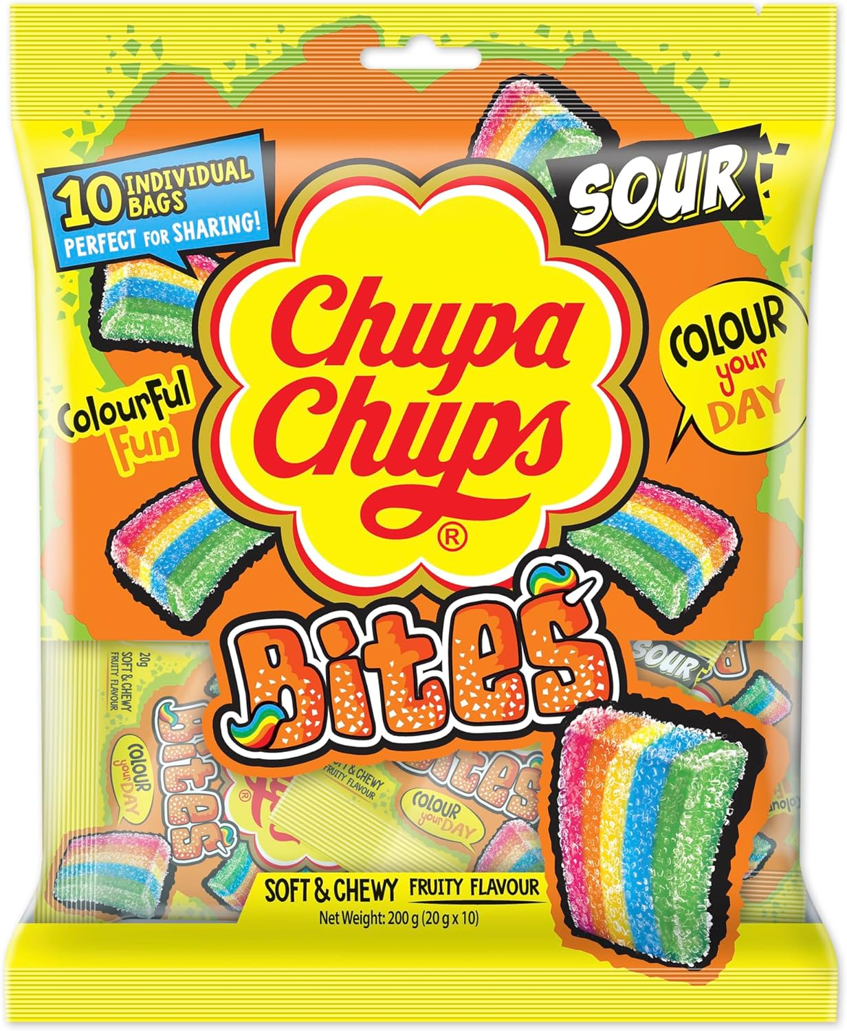 Chupa Chups Sour Bites in Share Bag, 200 G (10-Units) (Pack of 2)