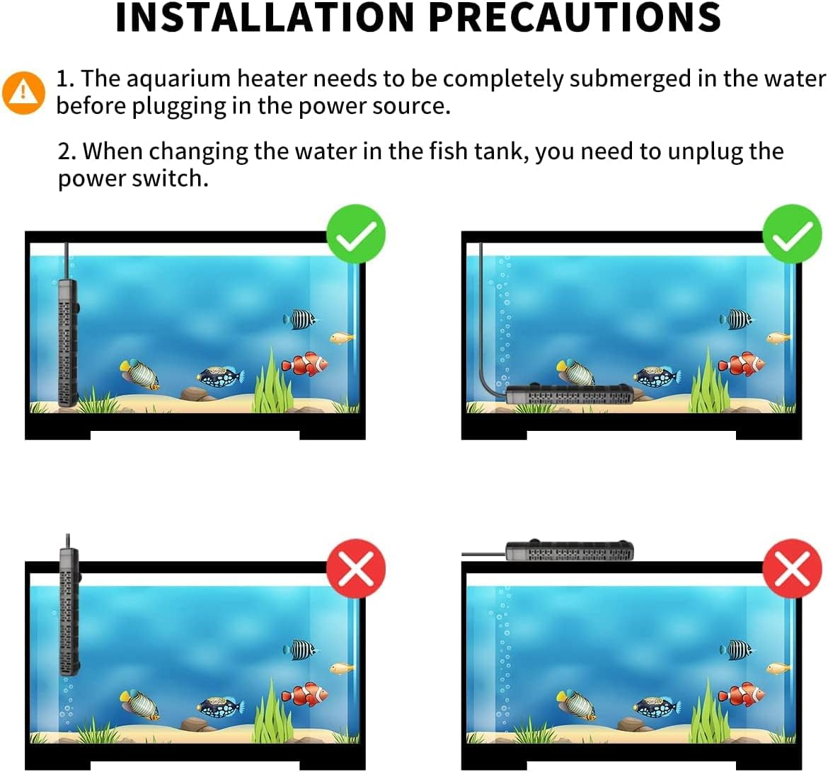 Hitauing 300W Aquarium Heater, 300W Submersible Fish Tank Heater with Over-Temperature Protection and Automatic Power-Off When Leaving Water for Saltwater and Freshwater (AU Plug Included)