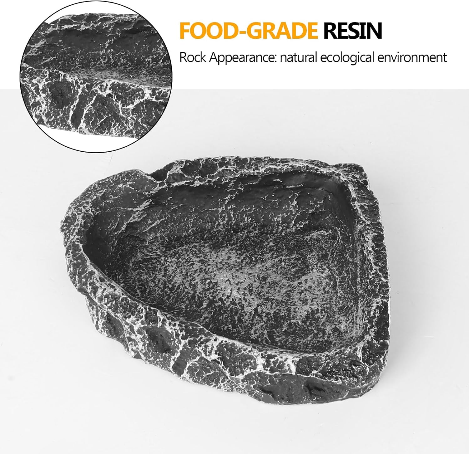 Reptile Water Dish Food Bowl for Bearded Dragon Tank Accessories, Hygger Zoo Reptile Rock Feeder for Reptile Tank 2 Pack Corner Resin Terrarium Bowl for Leopard Gecko Hermit Crab Tortoise Snake, Black - Black image number 5