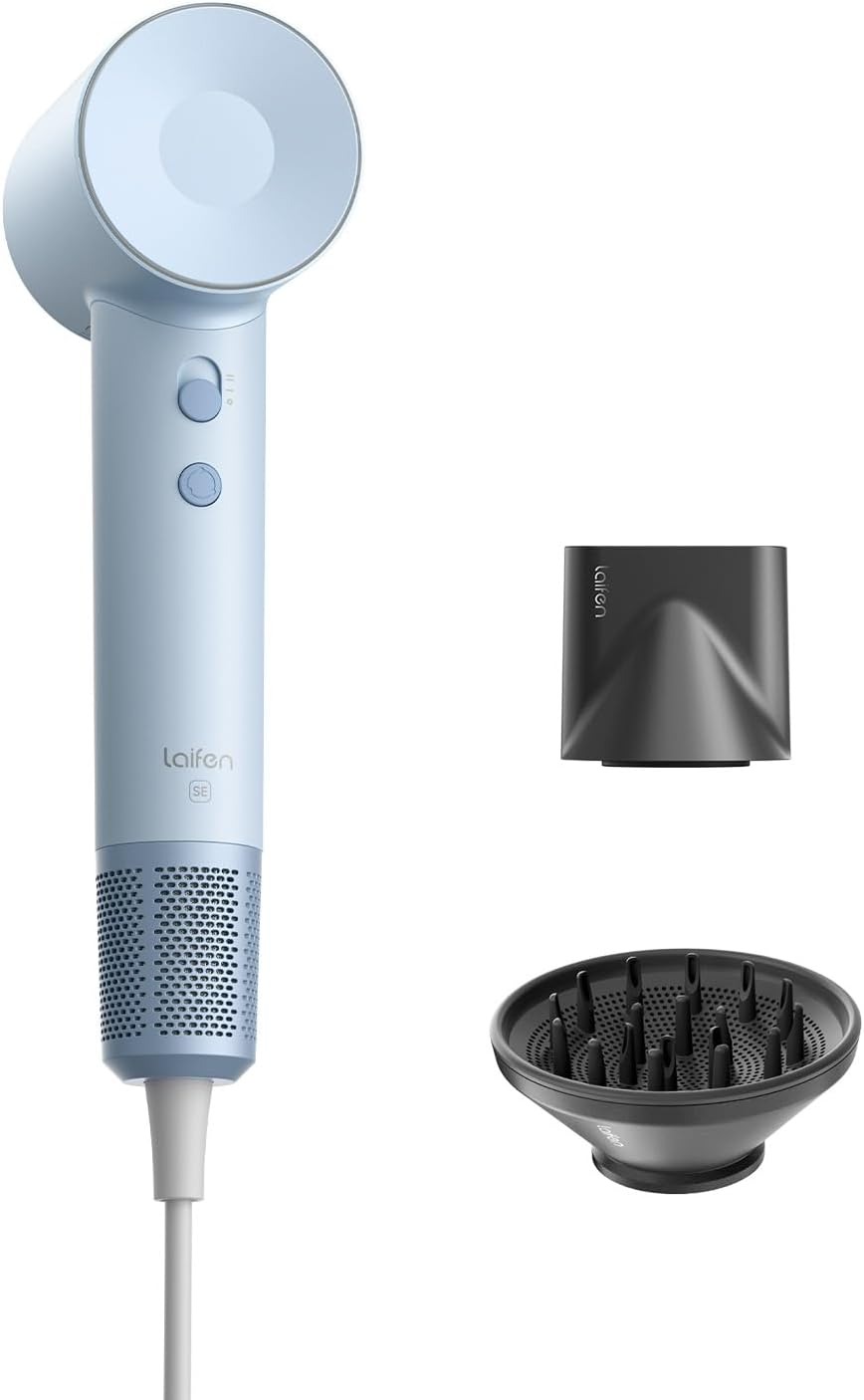 Laifen Hair Dryer SE, 200 Million Negative Ionic Blow Dryer with 105,000 RPM Brushless Motor 1500W Powerful Fast Drying High-Speed Low Noise Hairdryer with Magnetic Attachments