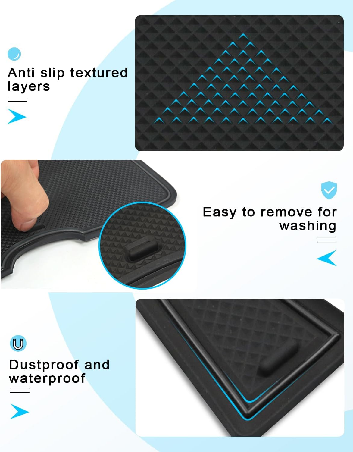 CDEFG Compatible with BMW X1 U11 2023 2024 2025 Rubber Mats Centre Console Non-Slip Mats Non-Slip Cup Holder Non-Slip Rubber Car Mat Ix1 X1 U11 Accessories (Black) image number 6