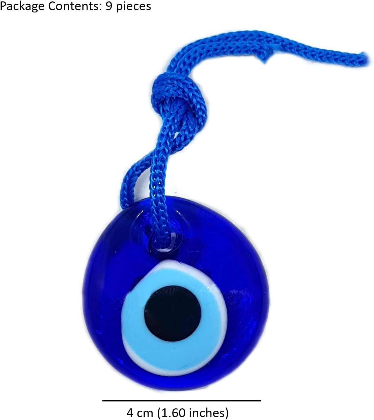 Turkish Eye Hanging Glass Evil Eye Blue Good Luck 4Cm Diameter with Water and Thread, Nazar Boncuk, Evil Eye (9) image number 4
