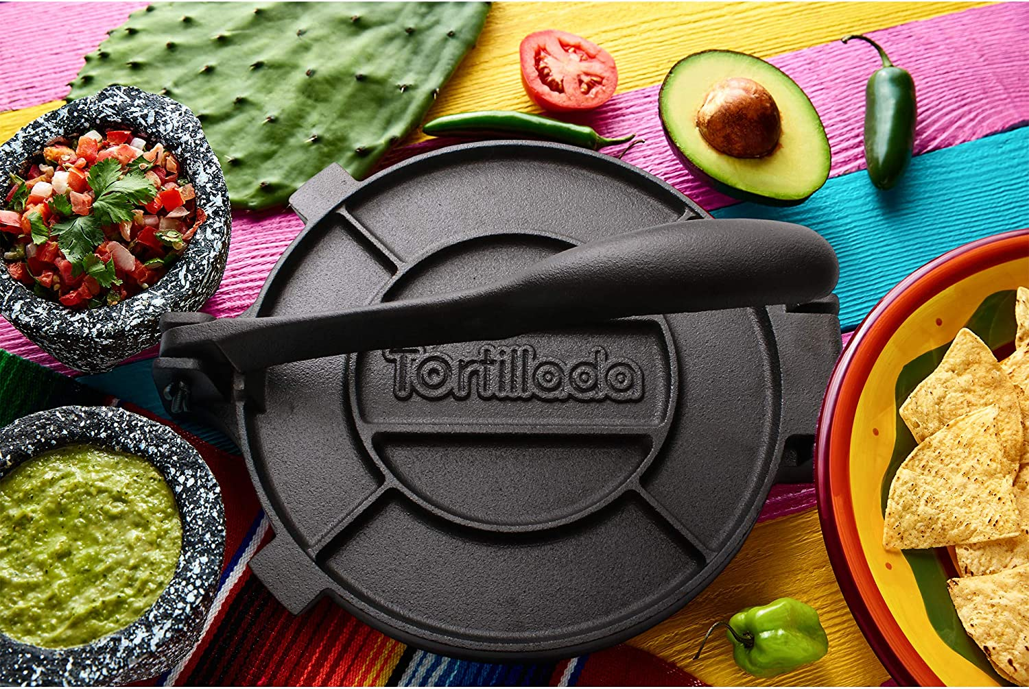 Tortillada &ndash; Tortilla Press, Quesadilla/Roti Maker (25 Cm) Cast Iron with Recipes E-Book 50 Tortilla Recipes image number 4