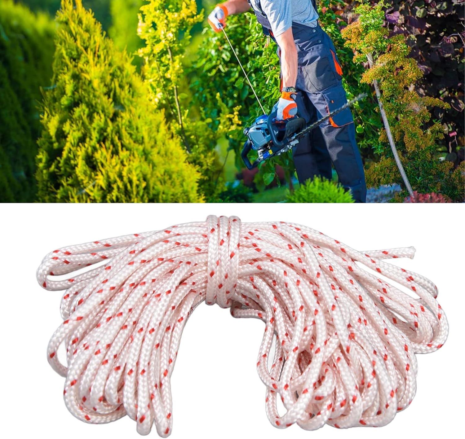 Lawn Mower Nylon Rope, Chain Saw Pull Cord Recoil Starter String Rope Replacement Edger Brush Cutter Engine Parts Cord Recoil for String Trimmer Edger Craftsmans 10 Meter(4.5Mm) image number 1