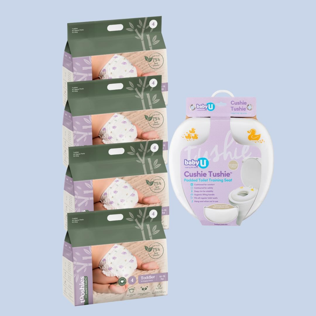 Tooshies Eco Nappy Pants, Size 4 Toddler, 128 Count + Babyu Cushie Tushie Toilet Training Seat image number 4