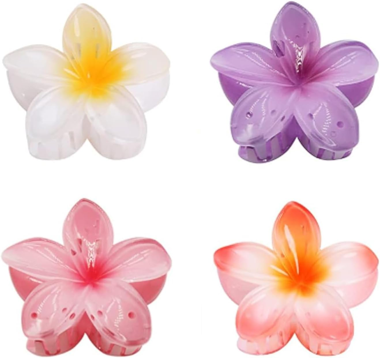 Flower Claw Clips, 4Pcs Flower Hair Clips for Thick and Thin Hair, Beach Tropical Hair Clips for Women and Girls(Color:As Shown) image number 1