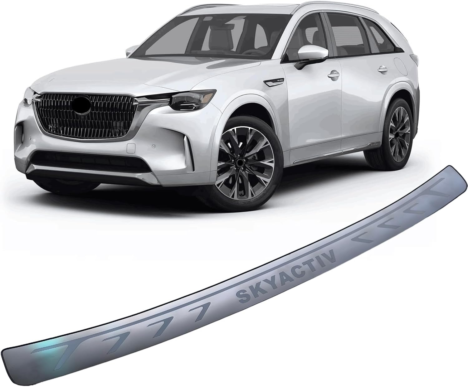 Luyhok Car Stainless Steel Rear Bumper Protector, for Mazda CX60 CX-60 Accessories, Auto Parts Tailgate Back Trunk Door Sill Cover Scuff Plate Strip Guard Protection image number 3