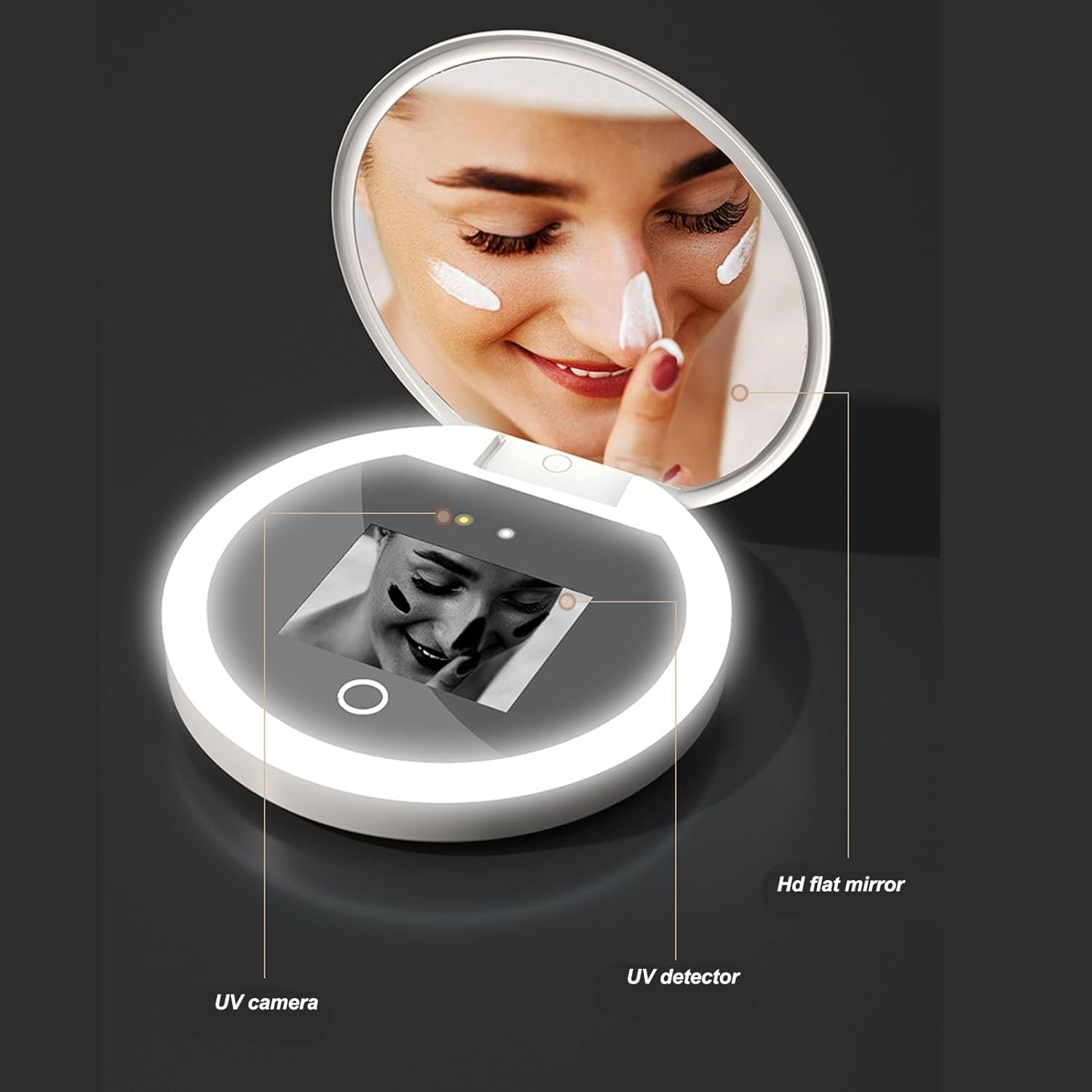 Travel Compact LED Mirror 3.5 Inch with Light, Double Sided Pocket Mirror for Travel 2X Magnification image number 4