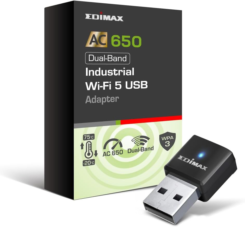 Edimax Wi-Fi 5 802.11Ac Industrial Grade AC650 Dual-Band Wireless Networking USB Adapter for PC and Embedded Systems, Windows, Linux, Extreme Temperature Tolerance -4F to 167F, IEW-7811UTC image number 3