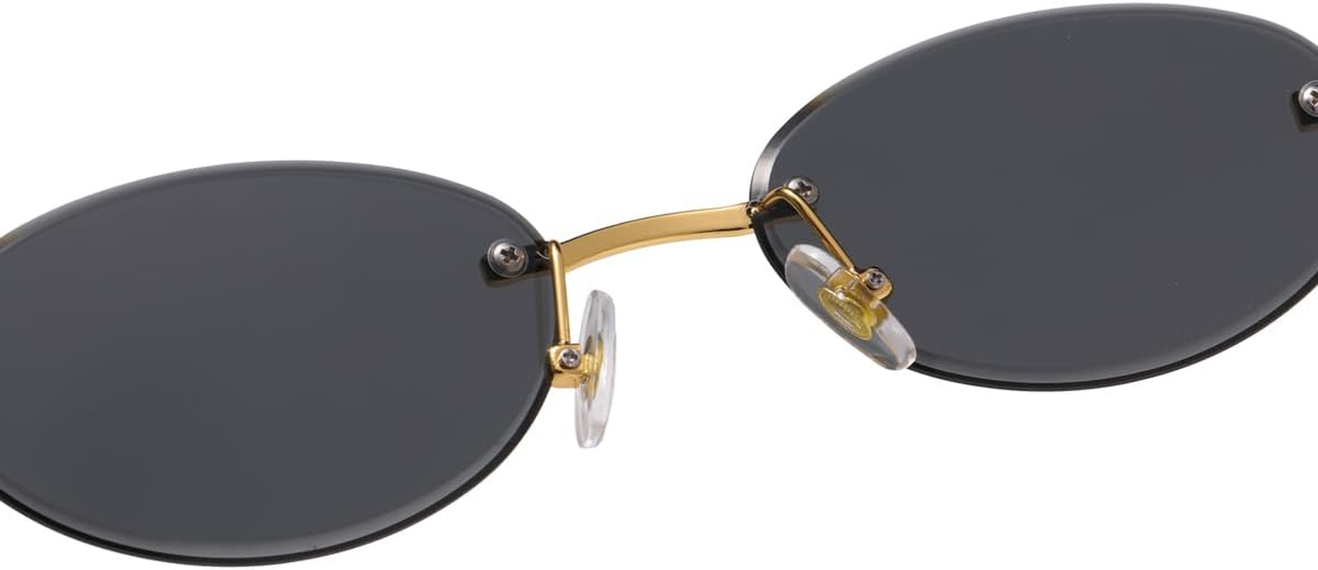 LIGOES Oval Sunglasses for Men Women Rimless Sunglasses Metal Glasses Fashion round Glasses - Gold With Blue image number 6