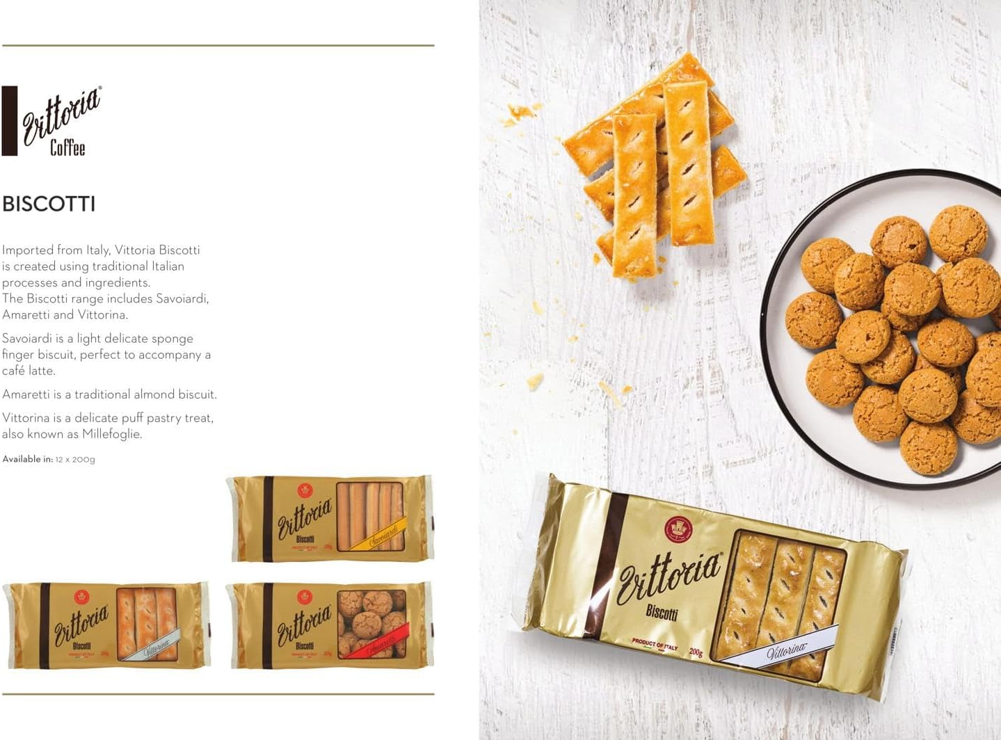 Vittoria Vittorina Millefoglie Biscotti, Light and Crispy Traditional Italian Coffee Biscuits - 200G image number 1