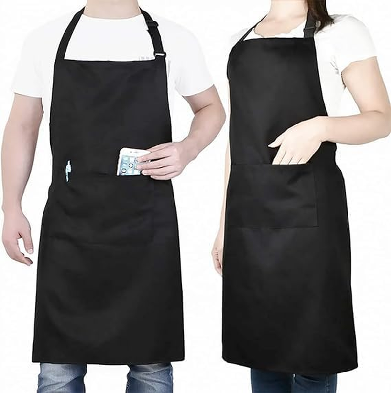 Black Adjustable Bib Apron - Water-Proof and Oil-Proof Kitchen Apron, 2Pcs Cooking Aprons image number 3