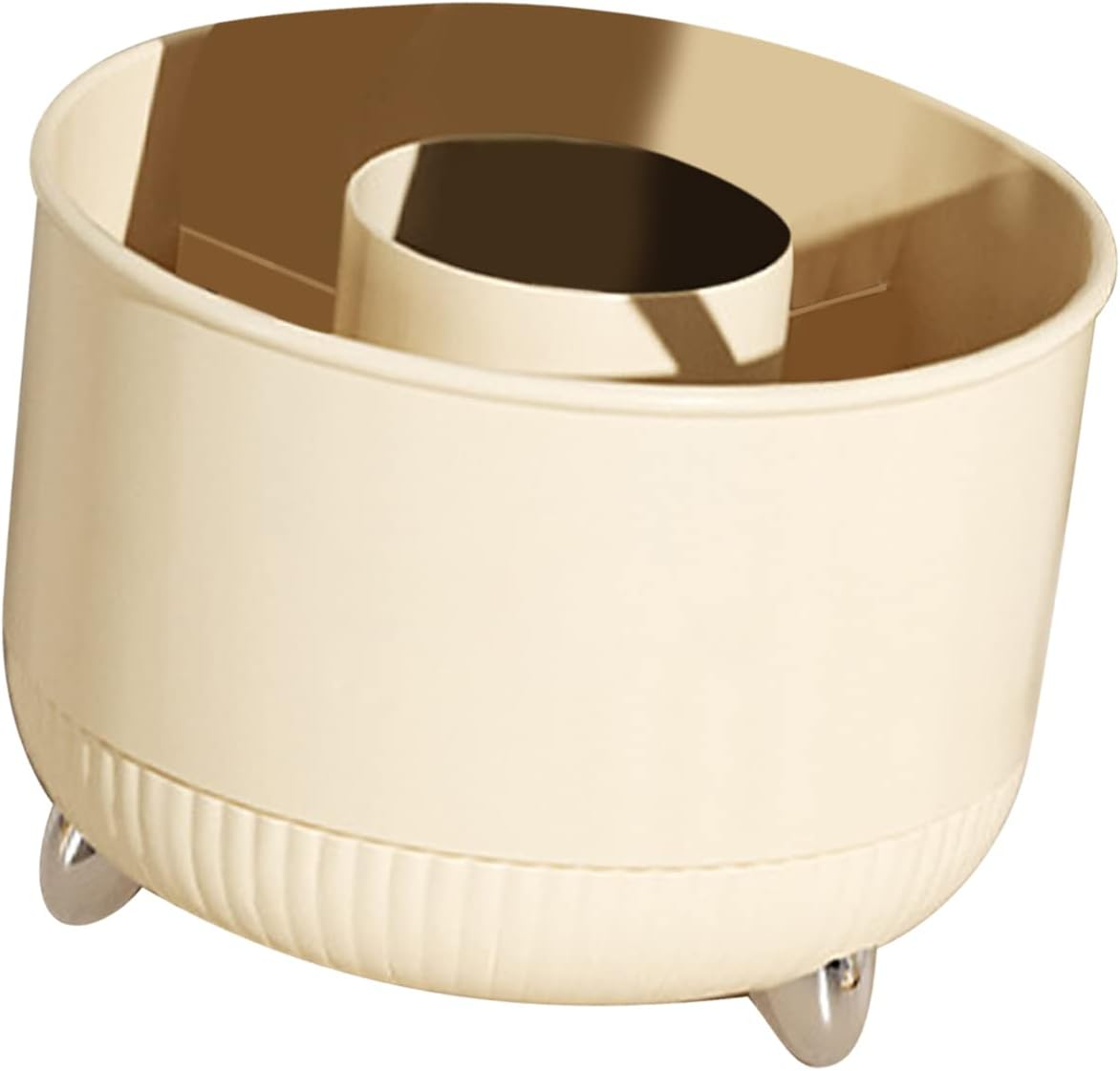 Jeffergarden Makeup Brush Holder White Makeup Brush Organizer Holder Organizer Cosmetic Storage Display Case 360 Degrees Rotating for Eyebrow Pencils Lipsticks (5 Grids) image number 3