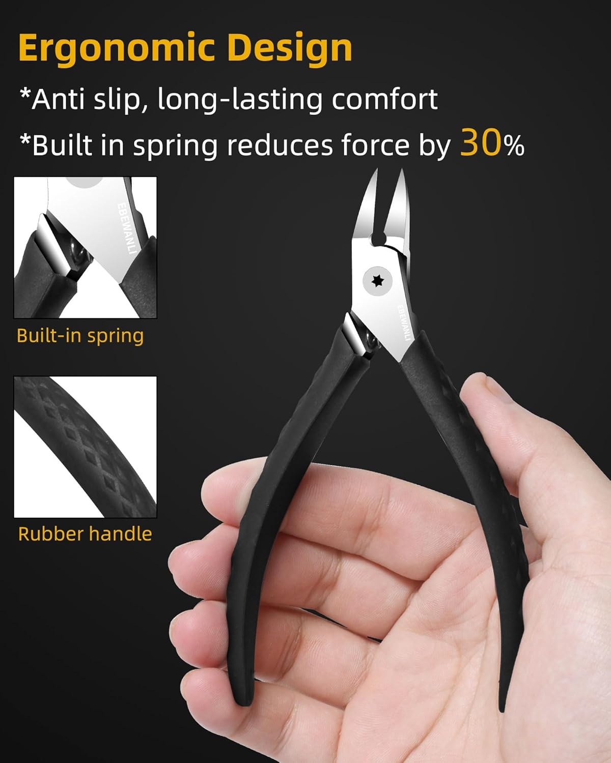 EBEWANLI Ingrown Toenail Clippers, Slanted Straight Blade Toe Nail Clippers for Ingrown Nails or Fingernail, Stainless Steel Nail Scissors Cutter, Angled Nail Nippers for Seniors, Men, Women