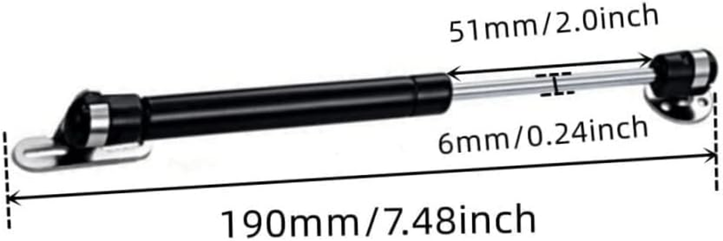 20N/4.4Lb Gas Struts 6 Inch Gas Struts Lift Supports Gas Spring Lid Support Gas Props/Shocks,Black 4 Pcs image number 4