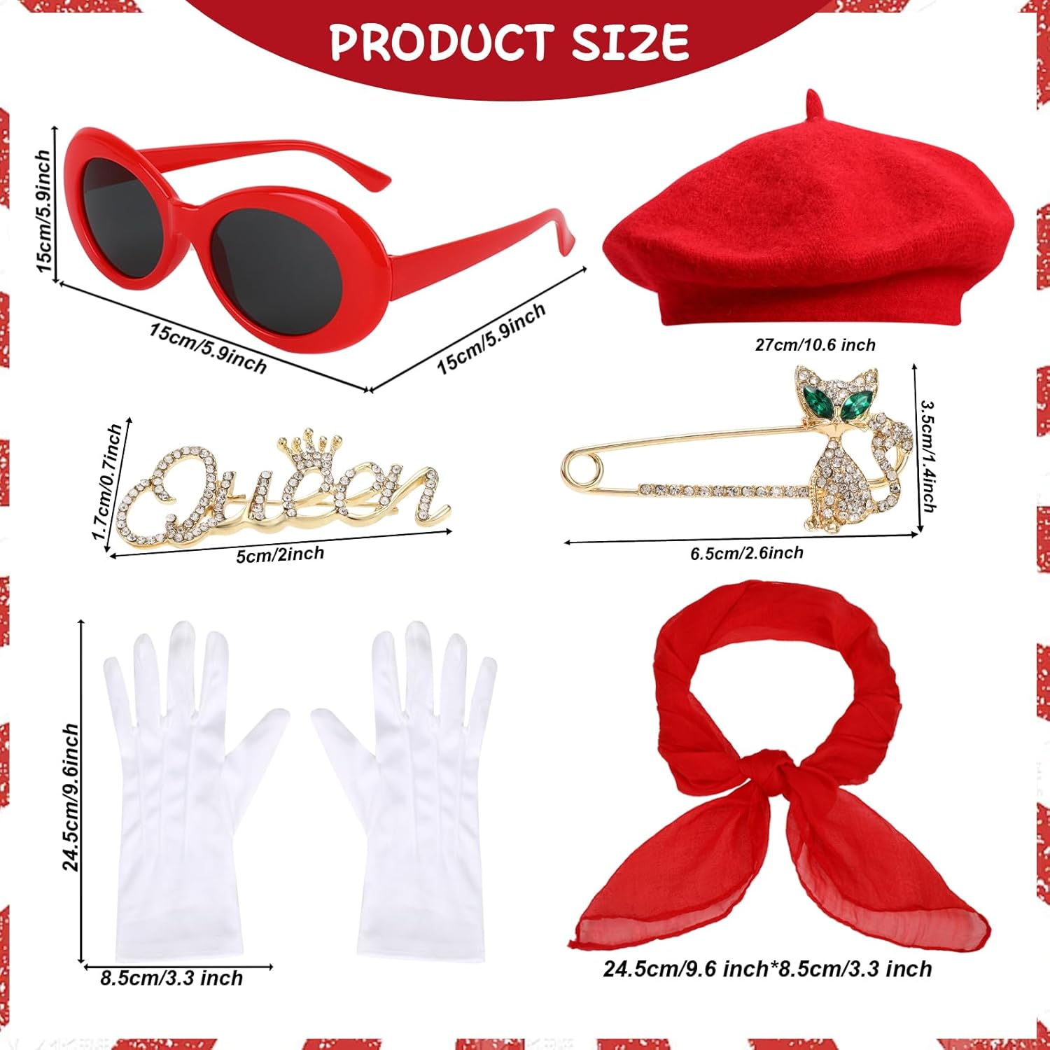 XEPST 6 Piece French Costume Set - 50S Costume for Women with French Beret Hat Sunglasses Scarf Gloves French Artist Kit for Halloween Cosplay Carnival image number 1