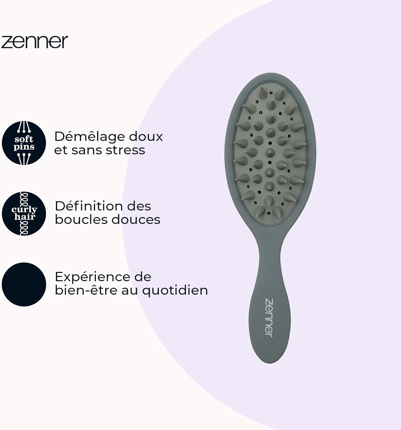 Zenner Curling Brush - Hair Brush for Gentle Detangling & Effective Head Massage - for Wavy & Curly Hair image number 2