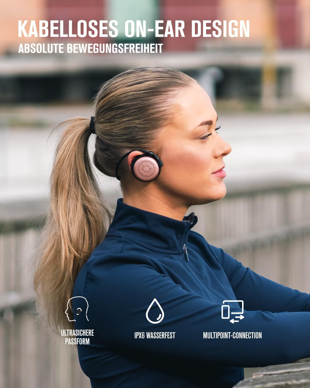 MIIEGO AL4 Freedom Mini Bluetooth Headphones - Short Neckband & Secure Fit - Wireless & Waterproof - Clear Sound & Long Battery - Rose Gold image number 5