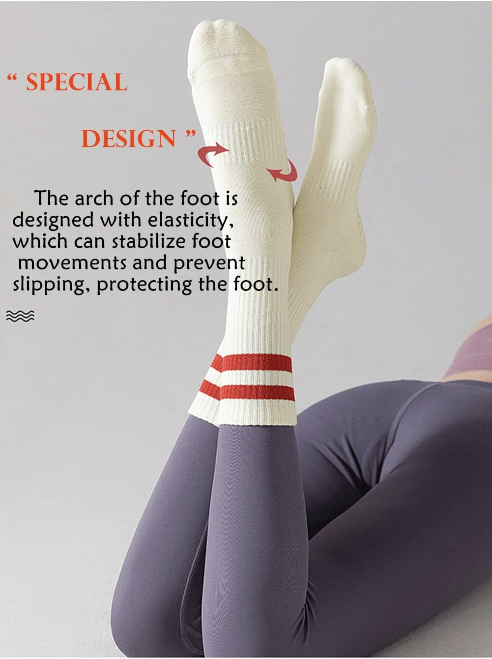 5 Pairs Yoga Socks Women'S Medium Warm and Shock-Absorbing Floor Socks Cotton Fitness Dance Pilates Girl'S Stockings Non Slip Sports Thick Sole, Multicolor image number 4