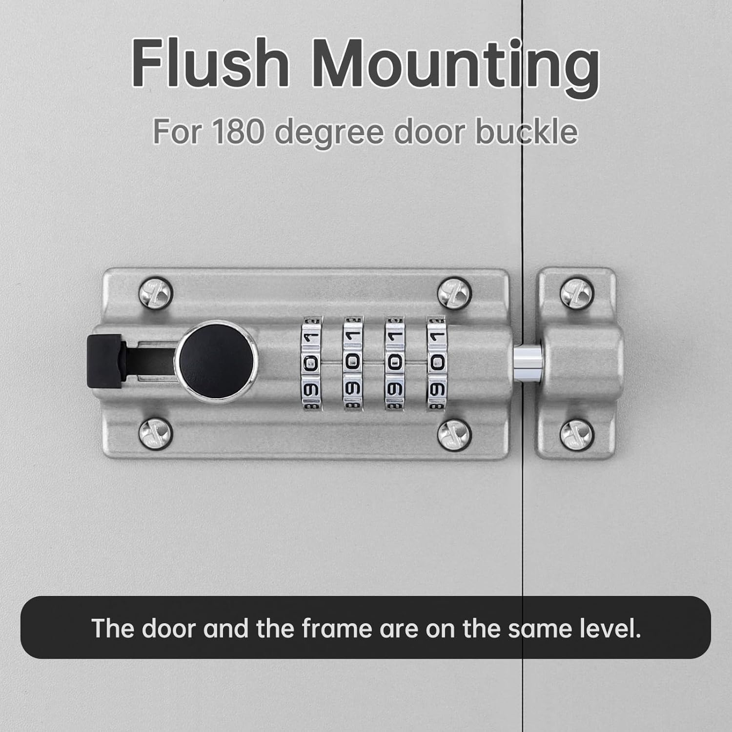 HOJLKLD Combination Lock, 4 Digit Zinc Alloy Slide Bolt Lock, Keyless Door Security Lock for Shed, Gate, Fences (Silver) image number 2