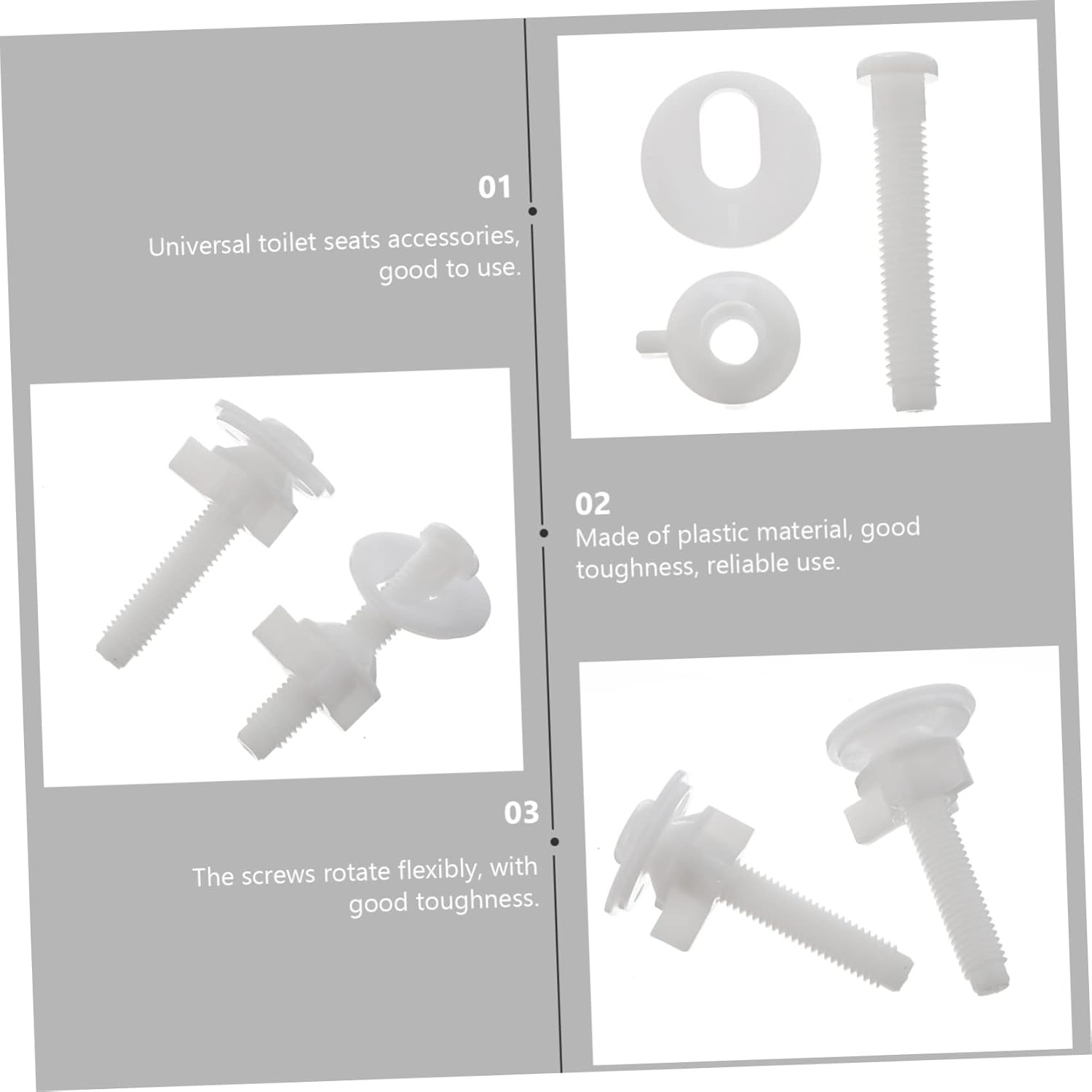 Tofficu 4Pcs Toilet Seat Accessories Hinge Bolts Plastic Fixing Screws for Wc Seat Cover image number 1