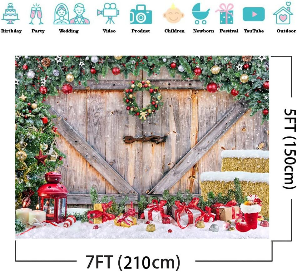 AIIKES 7X5Ft Christmas Backdrop Christmas Backdrops for Photography Christmas Wood Plank Photography Backdrop Christmas Tree Backdrop Home Party Decoration Backdrop 12-390 image number 5