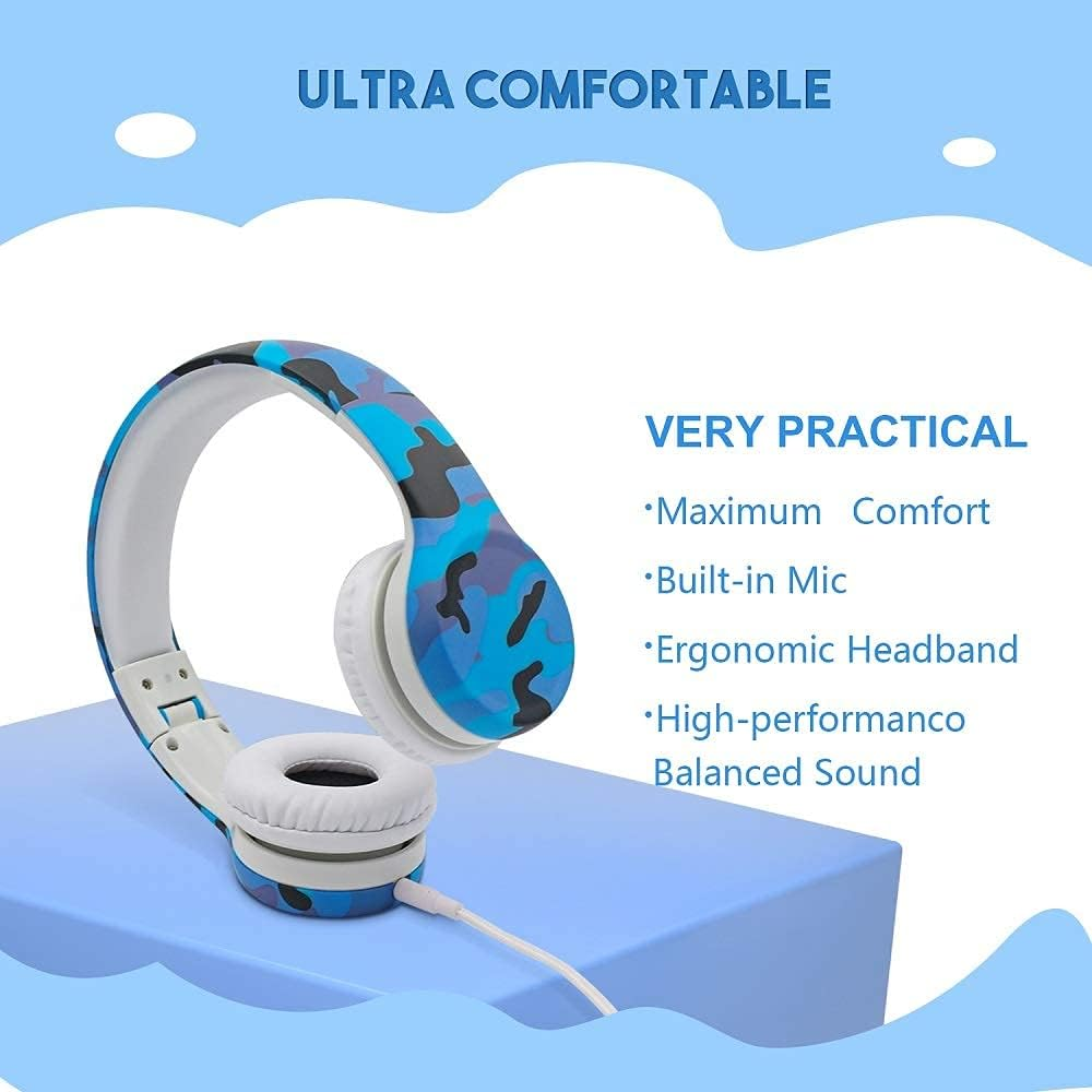 Headphones for Kids, Hisonic Kids Headphones with Volume Limiter Adjustable Kids Adult Headset for Ipod Ipad Iphone Android Mobile Phone Tablet PC MP3 MP4 Player (Camouflage) image number 5