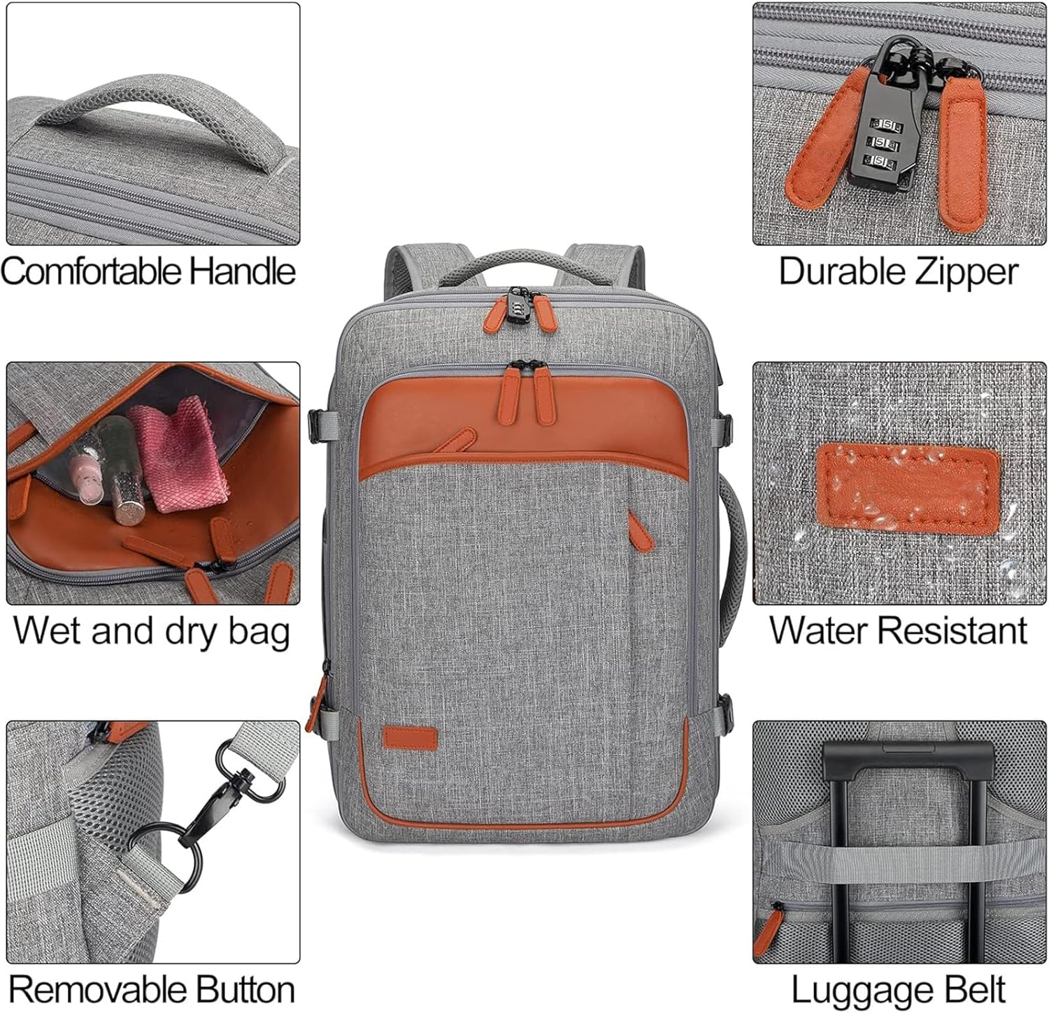 Travel Backpack, Travel Laptop Backpack for Men Women,Airplane Approved Travel Backpack Suitcase with Usb Charging Port,Expandable Large Suitcase Backpacks with 4 Packing Cubes,Carry on Backpack