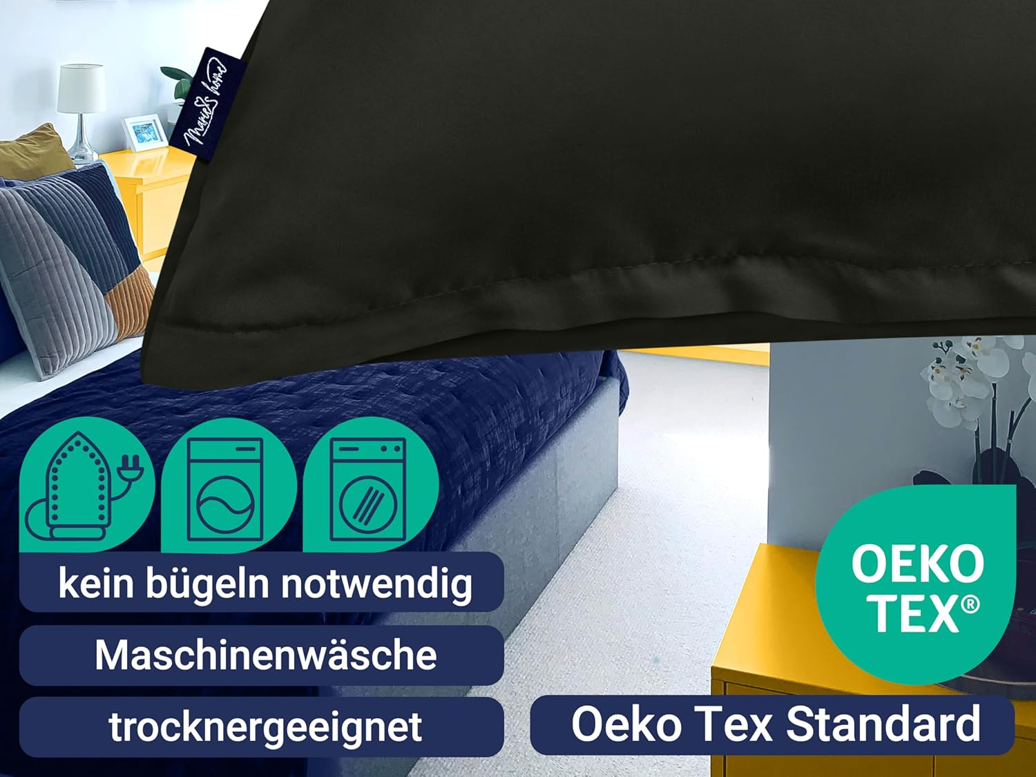 1613.2353 Bed Linen Duvet Cover 155 X 220 Cm + 80 X 80 Cm 2-Piece Set Black image number 5